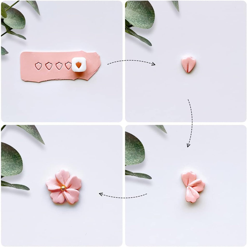 Mini-Ausstechformen aus Polymer-Ton – 15 Formen, Mini-Blumen-Polymer-Ton-Ausstechformen für Ohrringe, Blatt-Ton-Ohrring-Ausstecher-Set, Tonschneider für Polymer-Ton-Schmuck