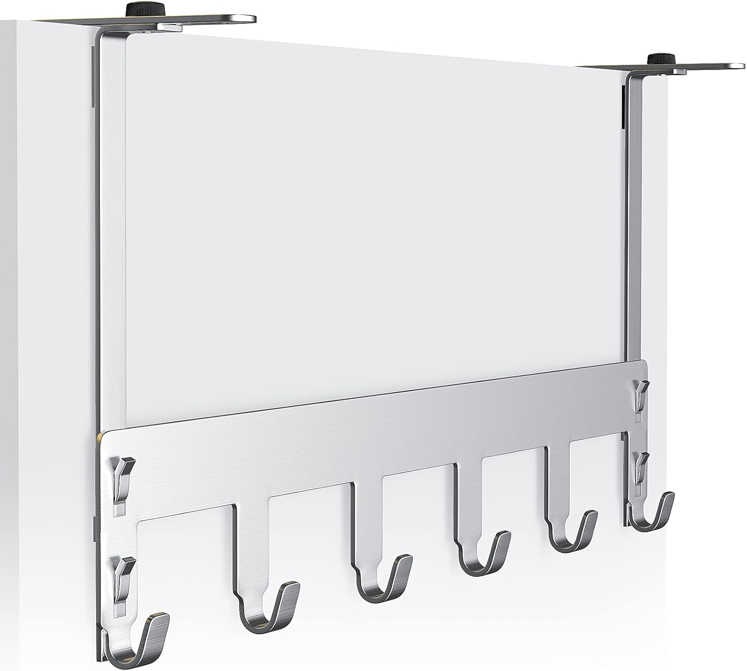 Türgarderobe zum einhängen ohne Bohren, verstellbare Kleiderhaken Tür Innen- und Rückseite geräuschfrei & rostfrei, Türhakenleiste mit 6 Haken für Schlafzimmer Kinderzimmer Badezimmer Küche