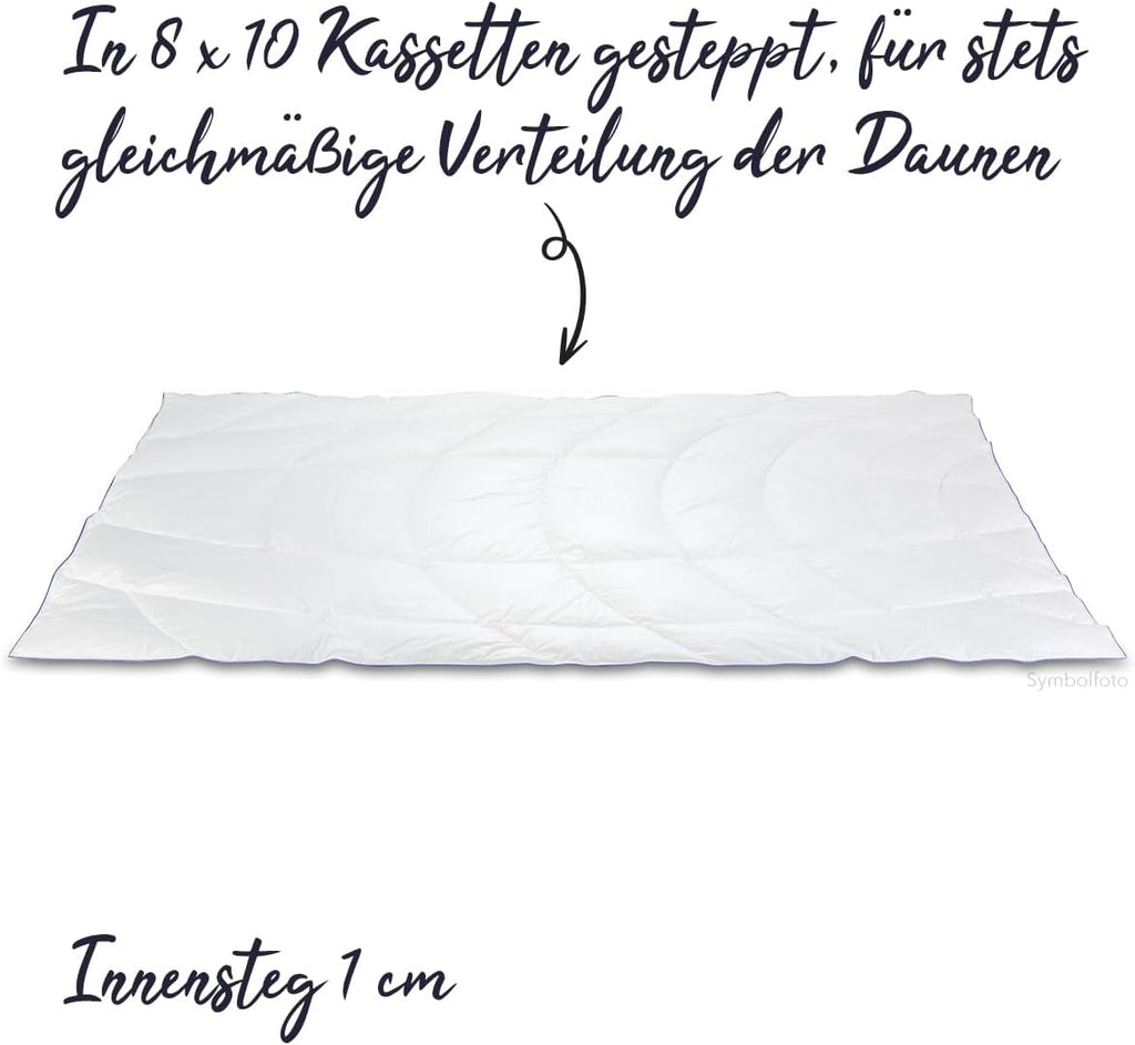 Handverlesene Daunen&Federn | 135x200 cm | Leicht (300g) Sommerdecke | Oeko-TEX® & NOMITE Zertifiziert