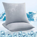 kühlender Kissenbezug 2er Set, Kopfkissenbezug elastisch mit Arc-Chill Kühlfasern atmungsaktiv, seidige Kissenbezüge mit Reißverschluss, Haare/Haut schonende Kissenhülle, 80x80cm-Grau