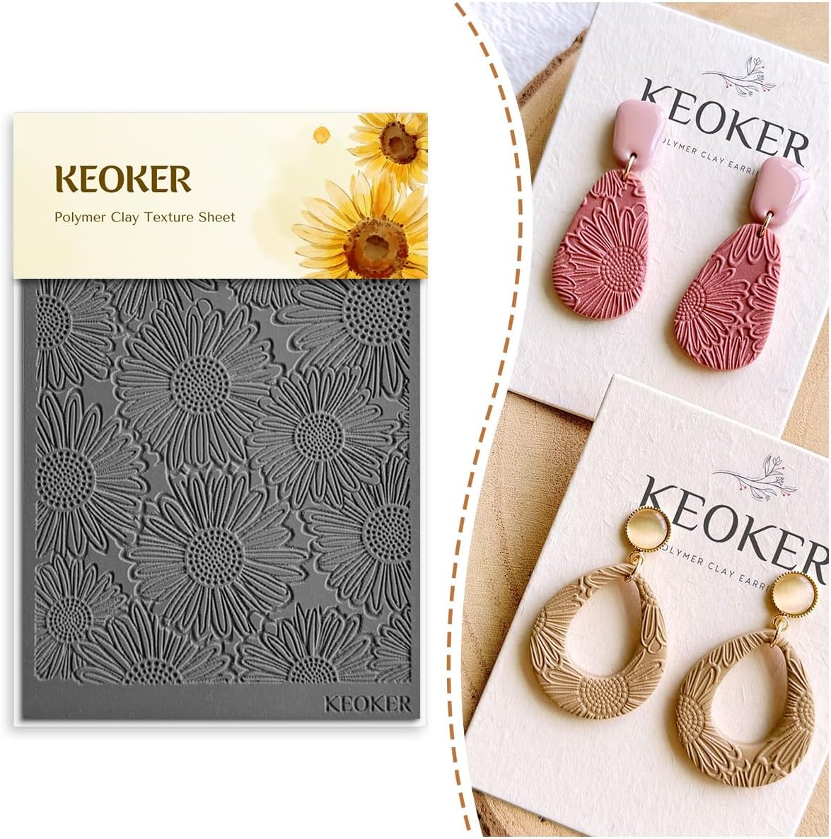 Ton-Texturmatte für die Herstellung von Ohrringen, Schmuck, Polymer-Ton-Ohrring-Werkzeuge (Blume A)