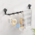 Handtuchhalter Ohne Bohren, 30cm/60cm verstellbare Handtuchstange Saugnapf für Bad Küche, 5 abnehmbare Haken, Badetuchhalter mit max.10KG Belastbarkeit, Gästehandtuchhalter für Wand Dusche-Grau