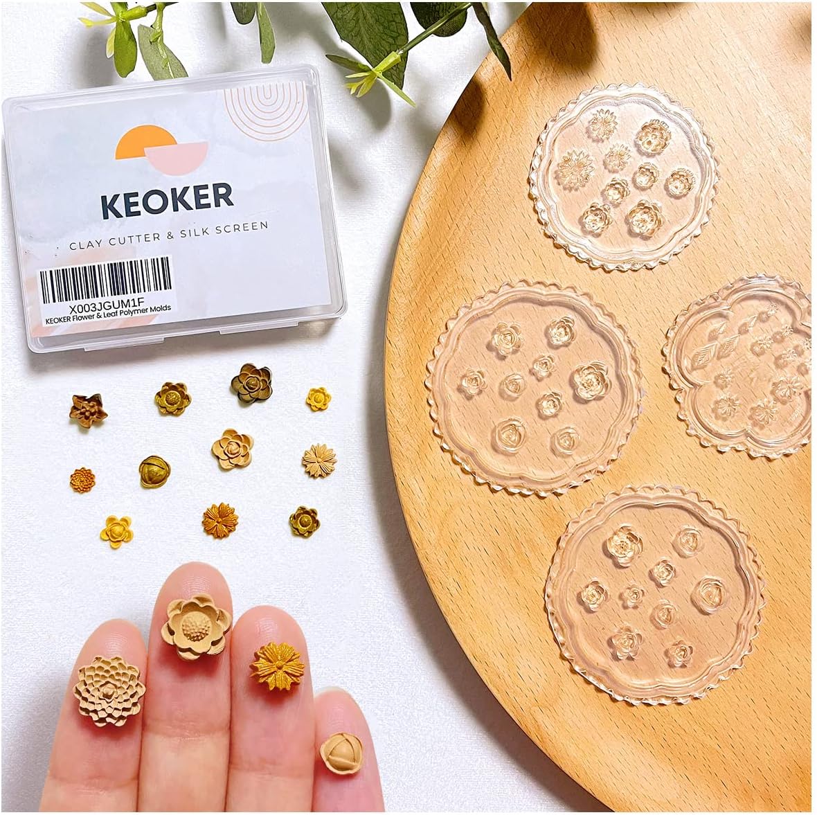 Polymer-Ton-Formen – 4 Stück Blumen- und Blatt-Silikon-Formen für Schmuckherstellung, Gänseblümchen-Miniatur-Formen, Ohrringe, Dekoration (Mini-Blume und Blatt)