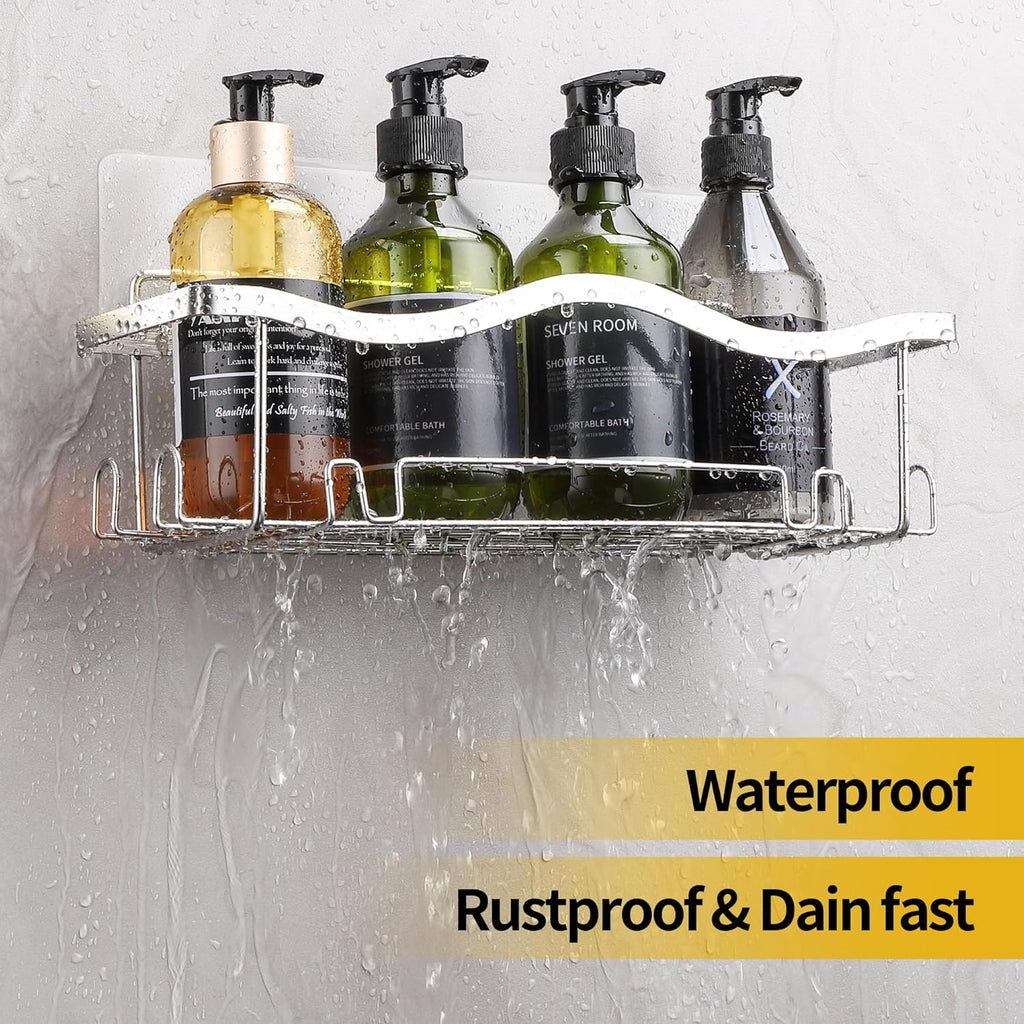 Duschablage ohne Bohren 3 Stück, Rostfrei Dusch Organizer, Shampoo Halterung für Dusche, Silber