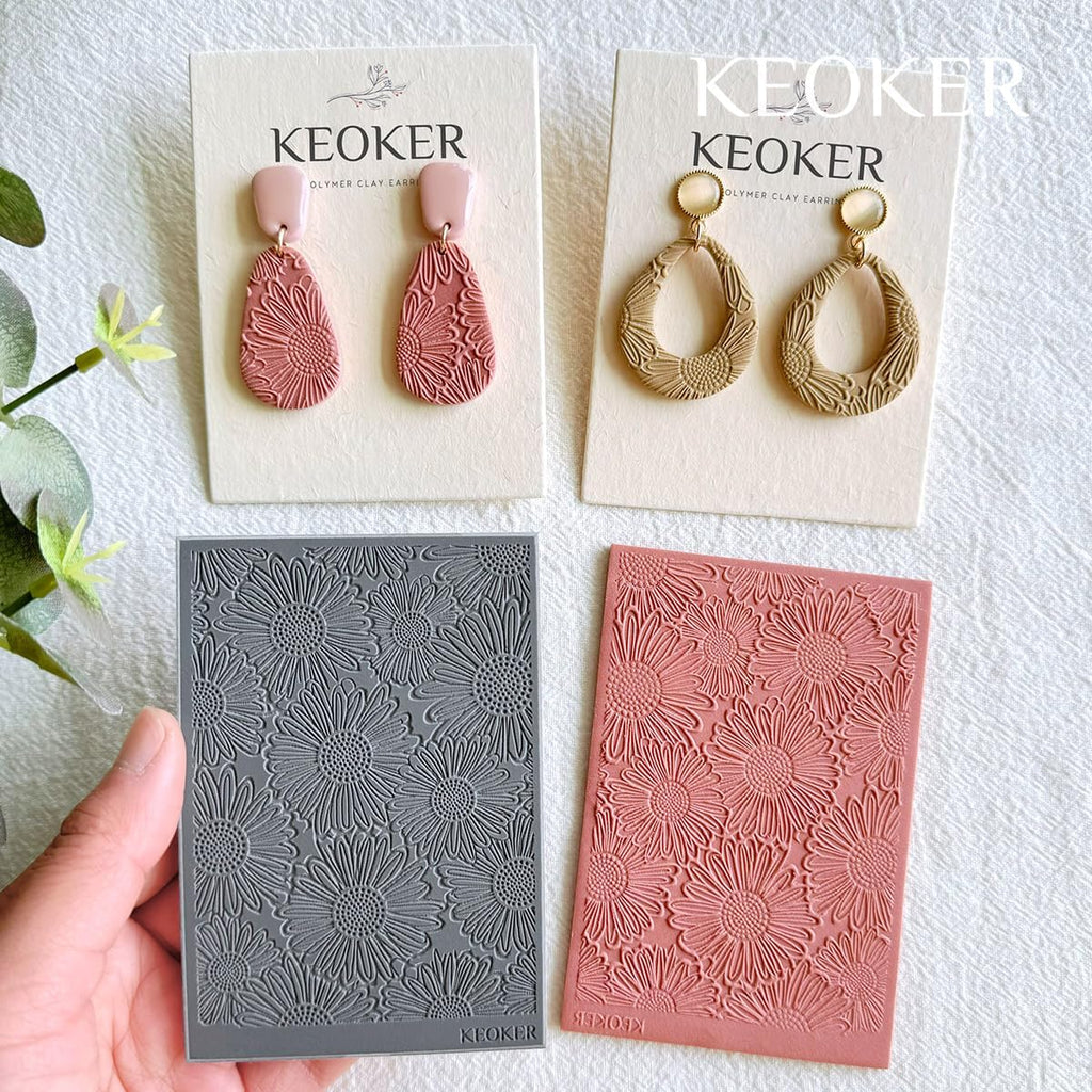 Ton-Texturmatte für die Herstellung von Ohrringen, Schmuck, Polymer-Ton-Ohrring-Werkzeuge (Blume A)