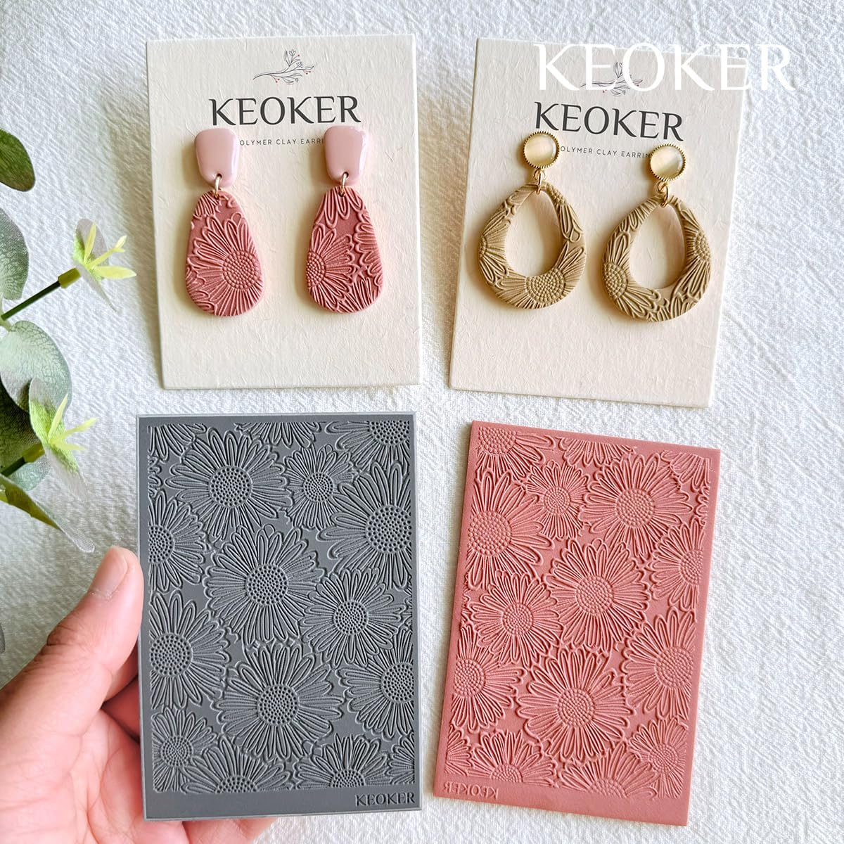 Ton-Texturmatte für die Herstellung von Ohrringen, Schmuck, Polymer-Ton-Ohrring-Werkzeuge (Blume A)