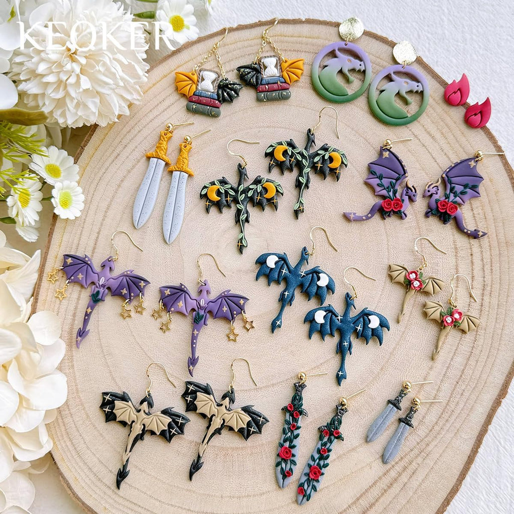 Tonschneider, 10 Stück Polymer-Ton-Ohrring-Schneider, 3D gedruckt, Drachen-Form, für Schmuckherstellung