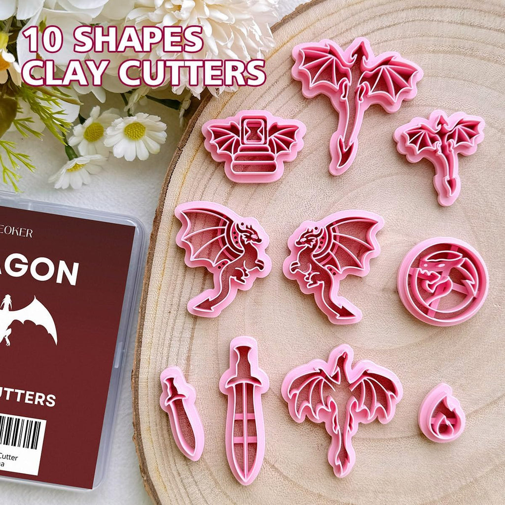 Tonschneider, 10 Stück Polymer-Ton-Ohrring-Schneider, 3D gedruckt, Drachen-Form, für Schmuckherstellung
