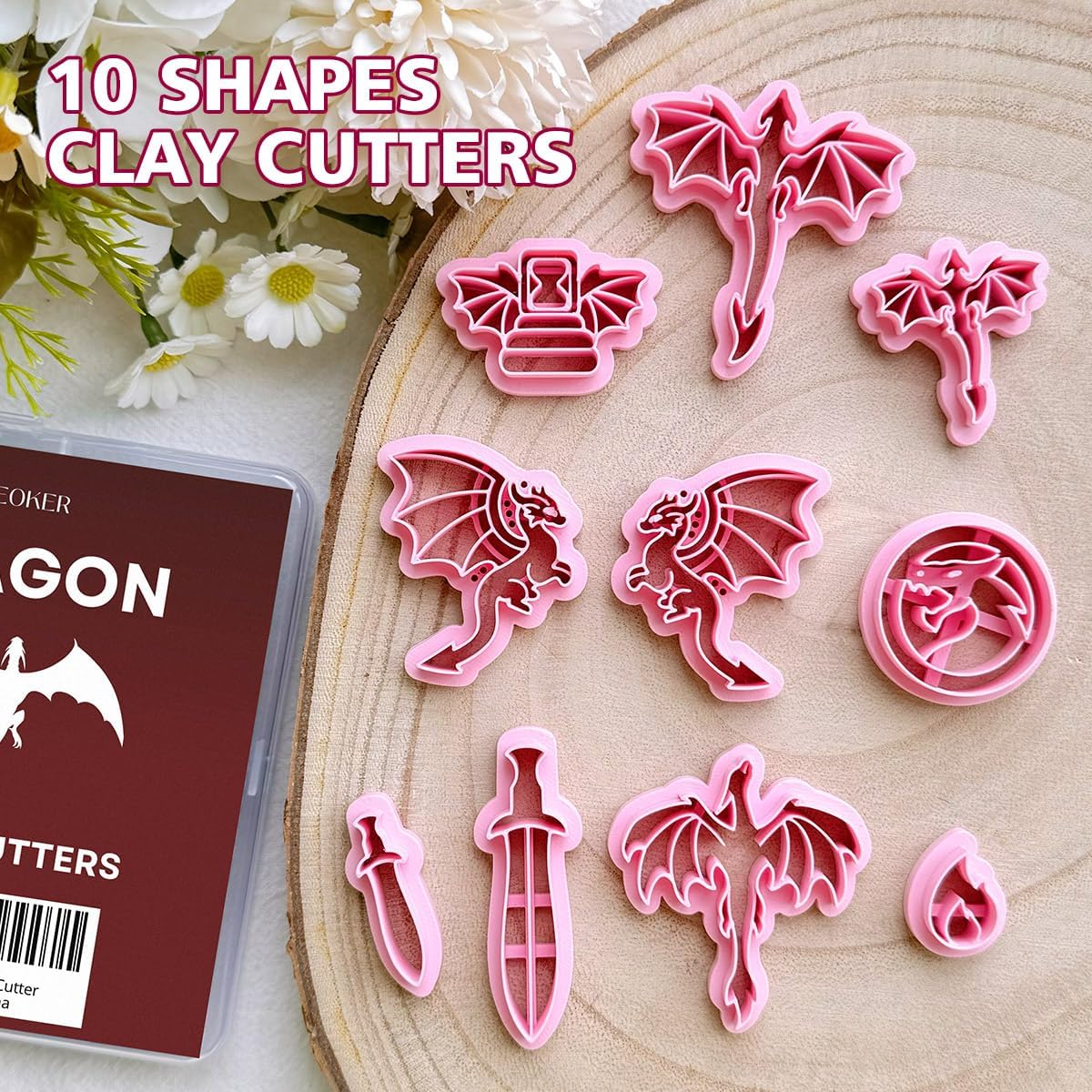 Tonschneider, 10 Stück Polymer-Ton-Ohrring-Schneider, 3D gedruckt, Drachen-Form, für Schmuckherstellung