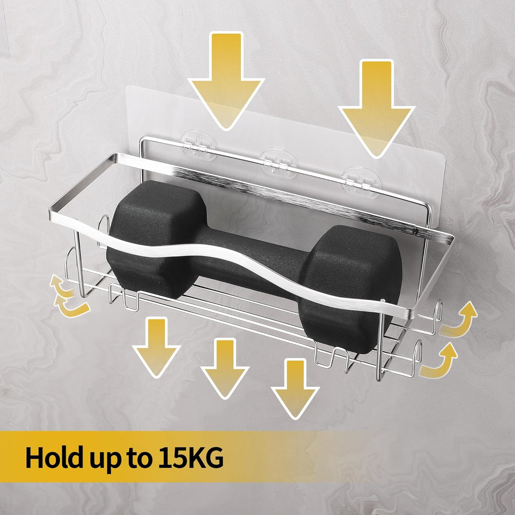 Duschablage ohne Bohren 3 Stück, Rostfrei Dusch Organizer, Shampoo Halterung für Dusche, Silber